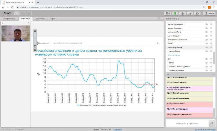 The cycle of webinars on the monetary policy of the Bank of Russia for students of the Accounting and Finance Faculty has ended.
